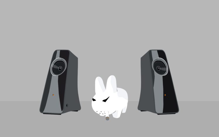 smoking, Minimalistic, Music, Animals, Speakers, Rabbits, Pets, Simple HD Wallpaper Desktop Background