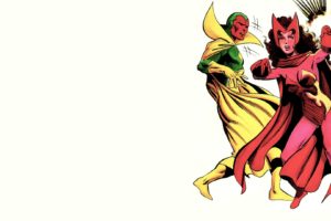 comics, Marvel, Comics, Scarlet, Witch, White, Background, The, Vision,  comics