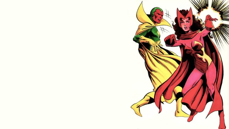comics, Marvel, Comics, Scarlet, Witch, White, Background, The, Vision ...