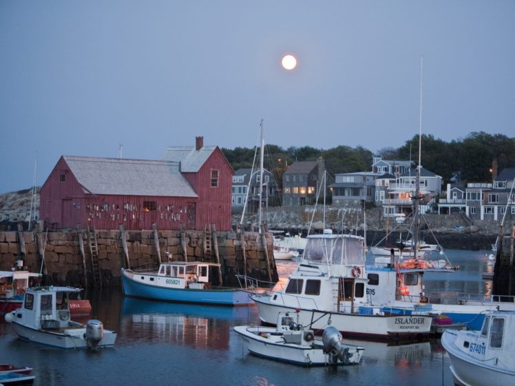 harbor, Massachusetts, Moonrise HD Wallpaper Desktop Background