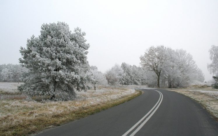 landscapes, Nature, Roads, Frost HD Wallpaper Desktop Background