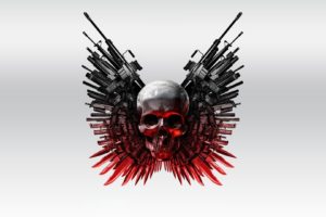 skulls, Movies, The, Expendables, Artwork, Simple, Background