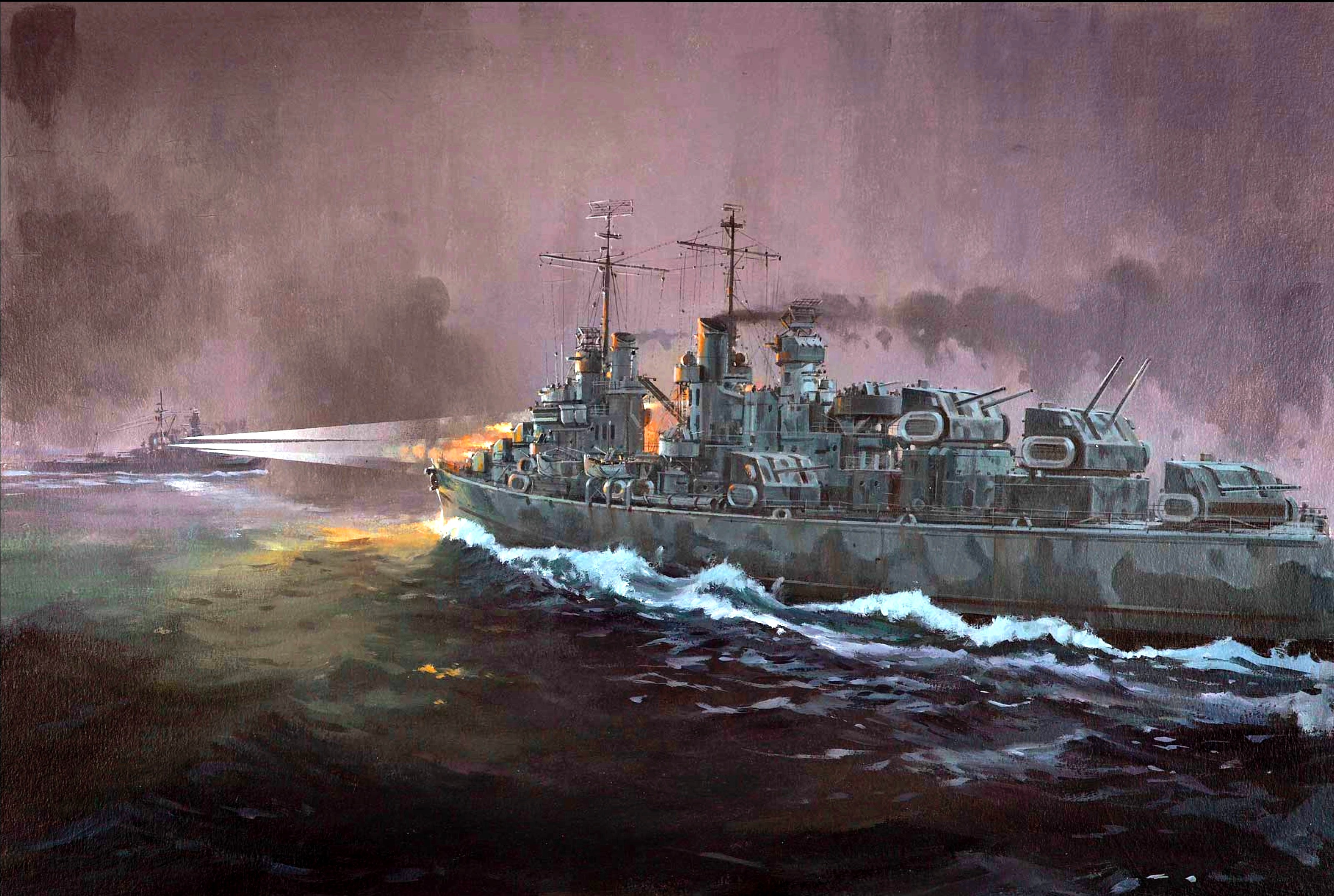 battleship, War, Battle, Ship, Boat, Military, Art, Painting Wallpaper