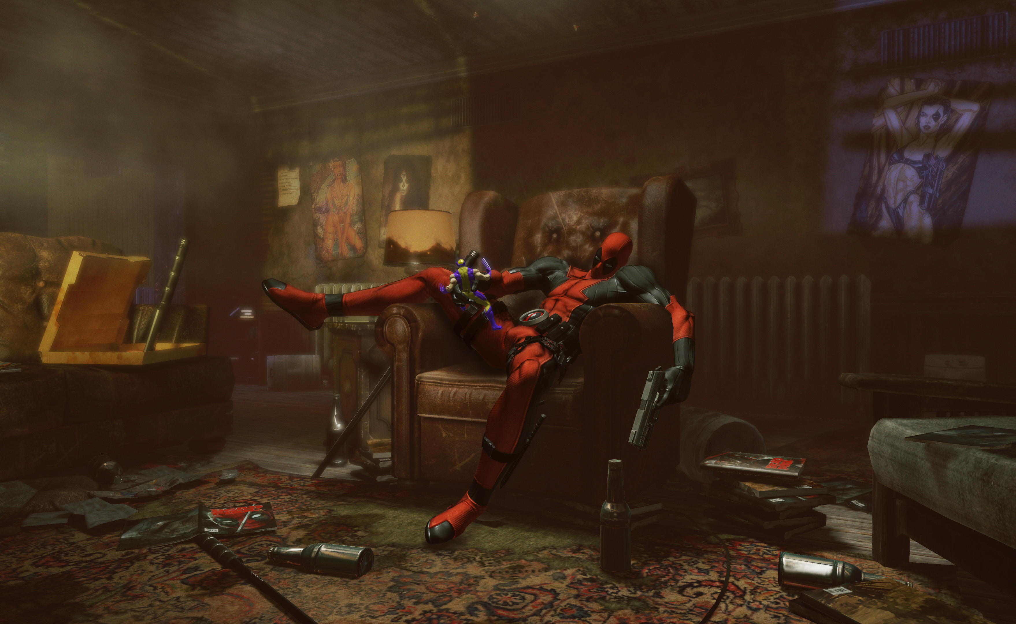 heroes, Comics, Deadpool, Hero, Armchair, Room Wallpaper