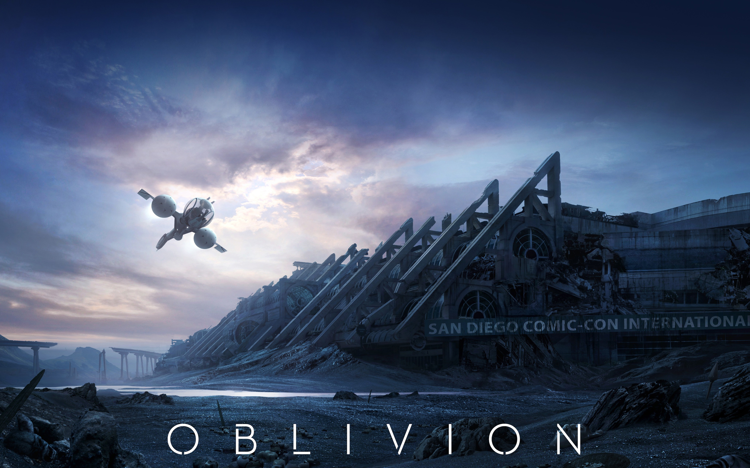 oblivion,  2013, Film , Clouds, Movies, Sci fi, Spaceship, Apocalyptic Wallpaper