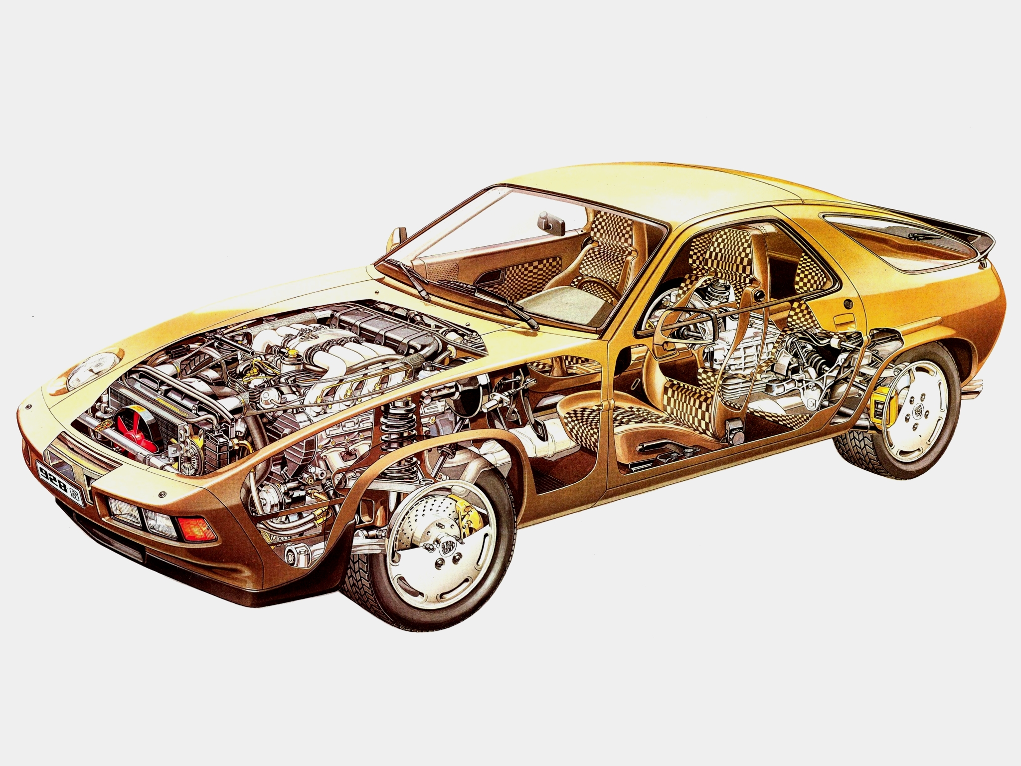 1986, Porsche, 928, S, Supercar, Engine, Interior Wallpaper