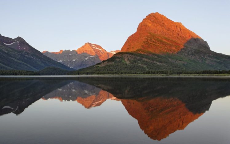 sunrise, Landscapes, Glacier, National, Park, Reflections, Montana HD Wallpaper Desktop Background