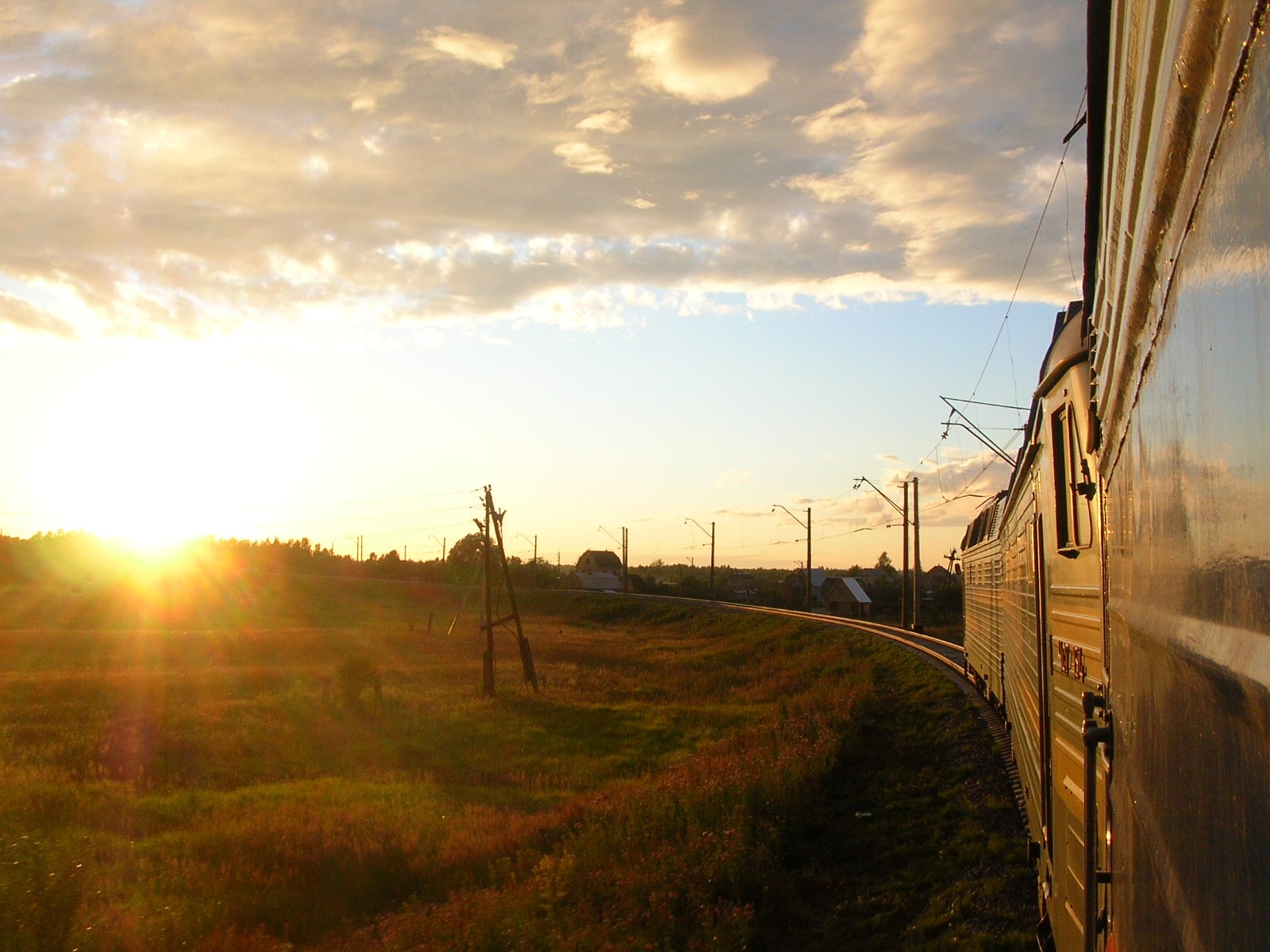 sunset, Landscapes, Trains Wallpaper
