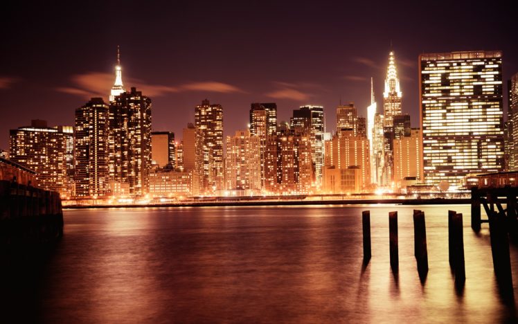 new, York, City, Skyscrapers, City, Lights, City, Skyline, Cities HD Wallpaper Desktop Background