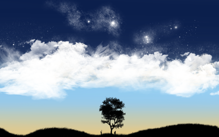 trees, Silhouettes, Skyscapes HD Wallpaper Desktop Background