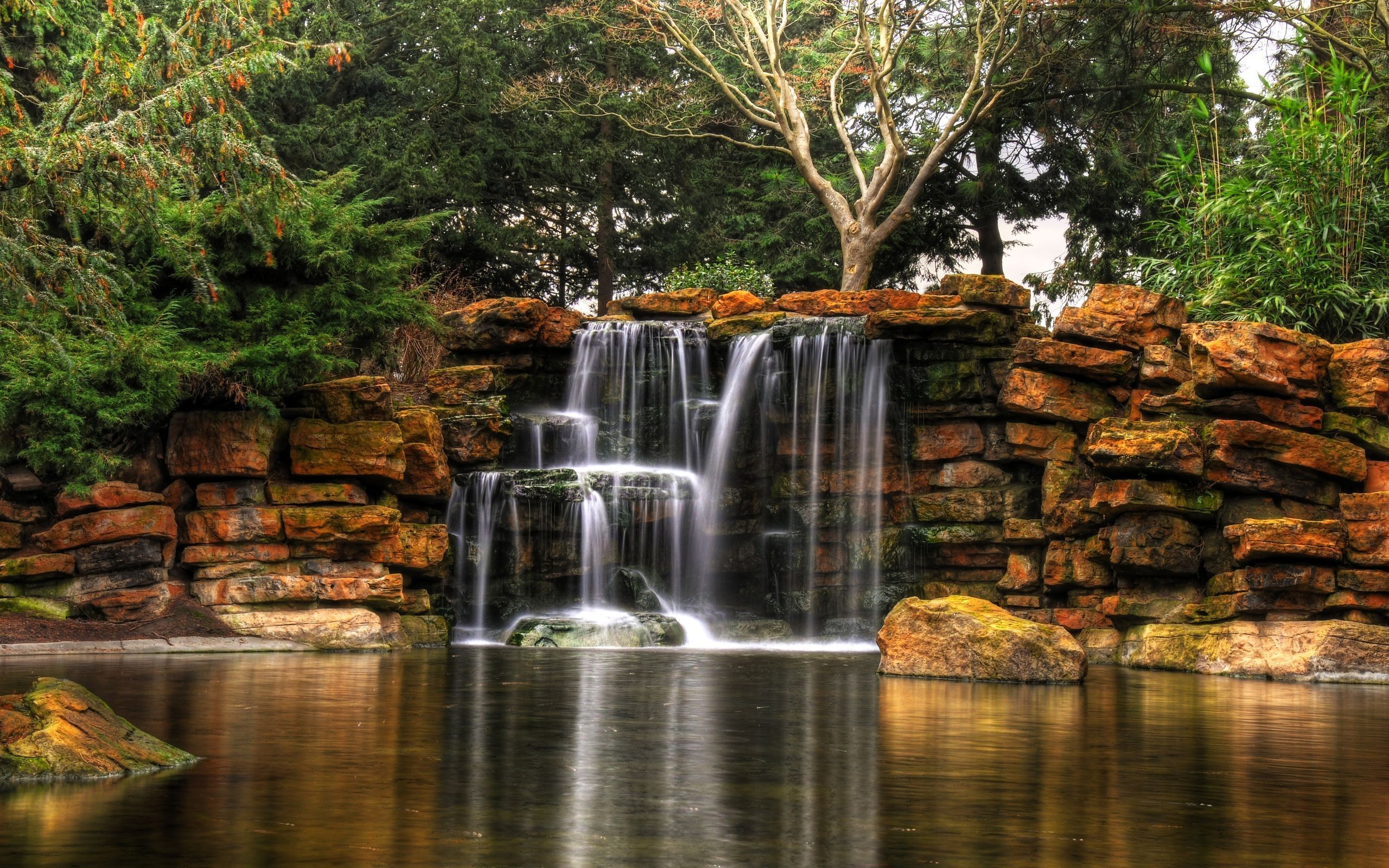 highfields, Park, Waterfalls Wallpaper