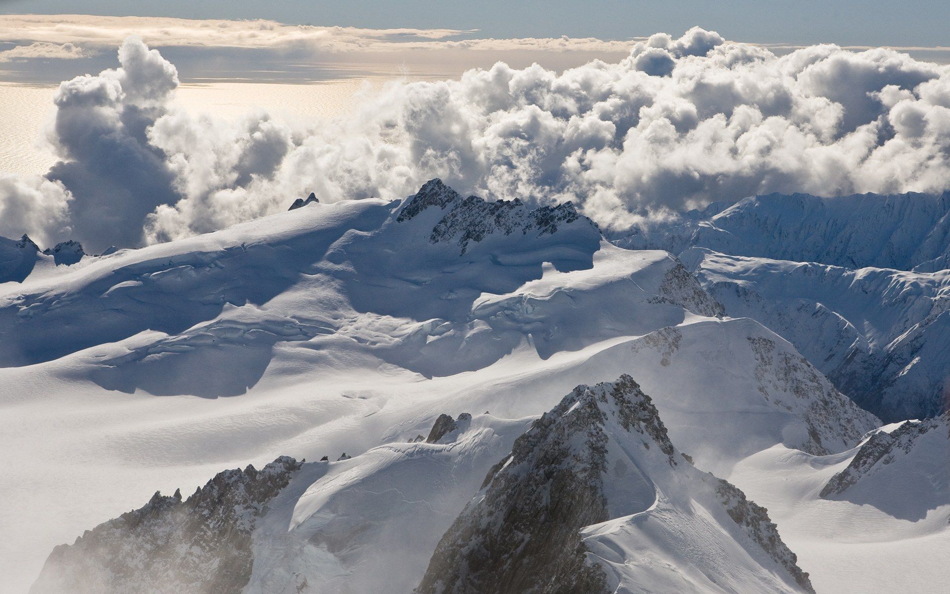 mountains, Clouds, Nature, Snow, New, Zealand Wallpaper