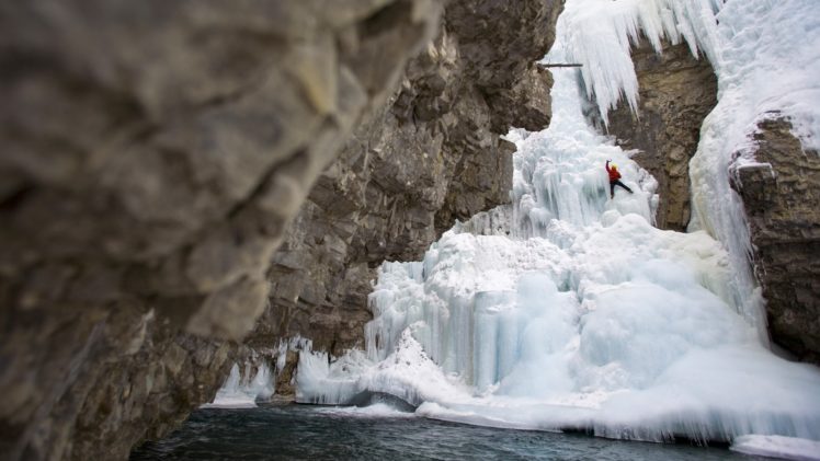 climbing, Ice, Canyon, Alberta, Banff, National, Park, National, Park HD Wallpaper Desktop Background