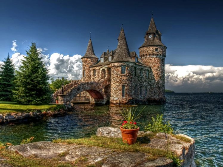 ocean, Castles, Islands HD Wallpaper Desktop Background