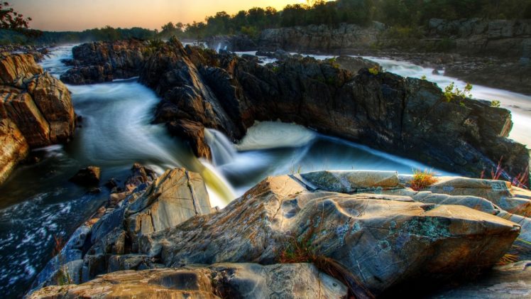 nature, Rocks, Usa, Long, Exposure, Rivers, Virginia HD Wallpaper Desktop Background