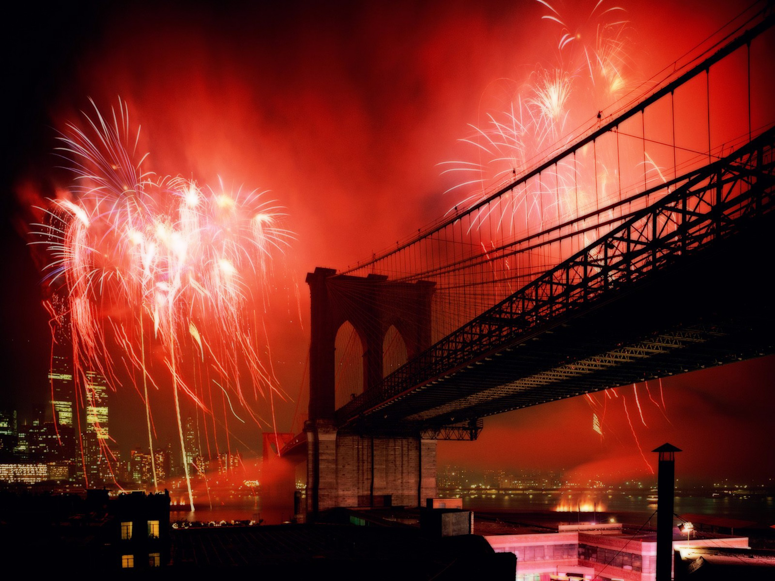 cityscapes, Architecture, Fireworks, Bridges Wallpaper