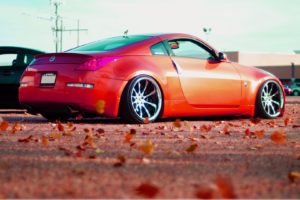 cars, Leaves, Tuning, Nissan, 350z, Stance, Fallen, Leaves