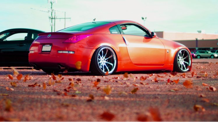 cars, Leaves, Tuning, Nissan, 350z, Stance, Fallen, Leaves HD Wallpaper Desktop Background