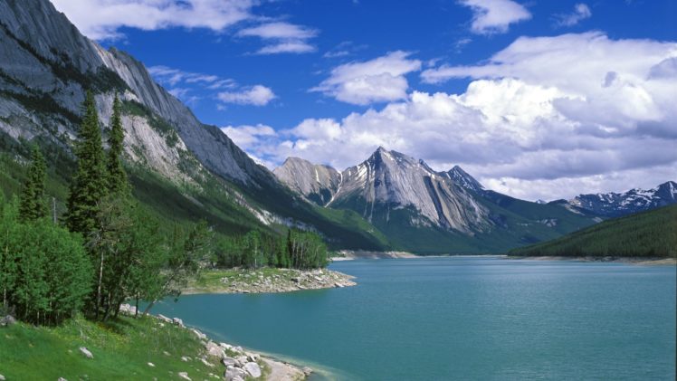 landscapes, Medicine, Canada, Alberta, Lakes, National, Park, Jasper, National, Park HD Wallpaper Desktop Background