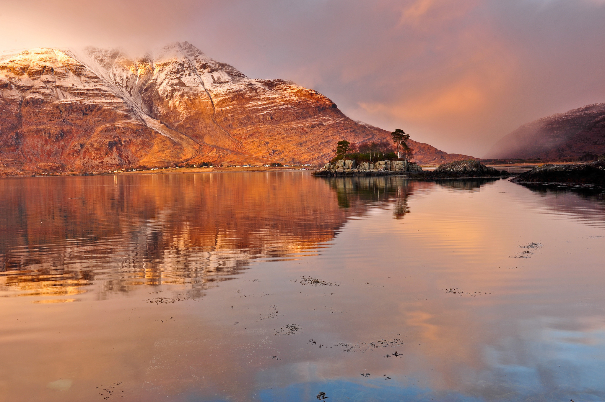 mountain, Lake, Reflection, Evening, Clouds Wallpaper