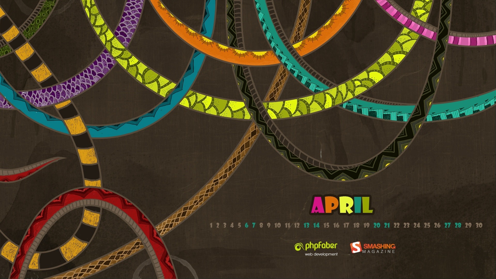 multicolor, Patterns, Calendar, Artwork, Arena, April, Smashing, Magazine, Brown, Background Wallpaper