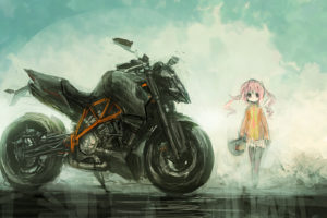 ktm, Artwork, Vehicles, Motorbikes, Anime, Girls, Original, Characters, Op center