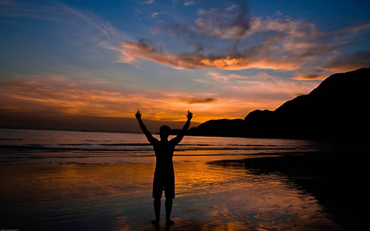 sunset, Landscapes, Nature, Freedom, Sea, Beaches HD Wallpaper Desktop Background