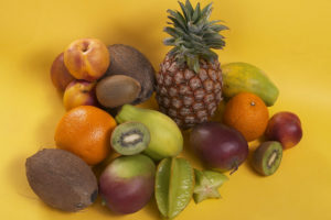 pineapples, Fruits, Food, Oranges, Yellow, Background, Kiwi, Fruits