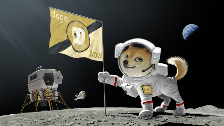 doge, Dog, Astronaut, Meme, Moon, Landing, Earth, Planet, Flag HD Wallpaper Desktop Background