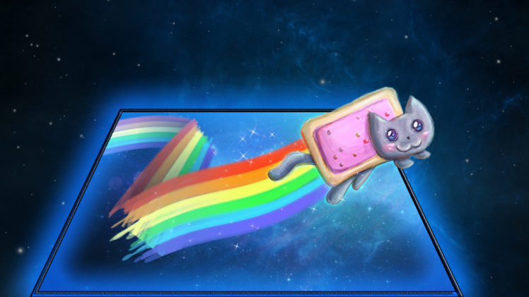 nyan, Cat, Meme, Rainbow, Drawing, Stars HD Wallpaper Desktop Background