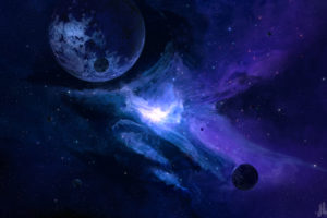 planet, Purple, Stars