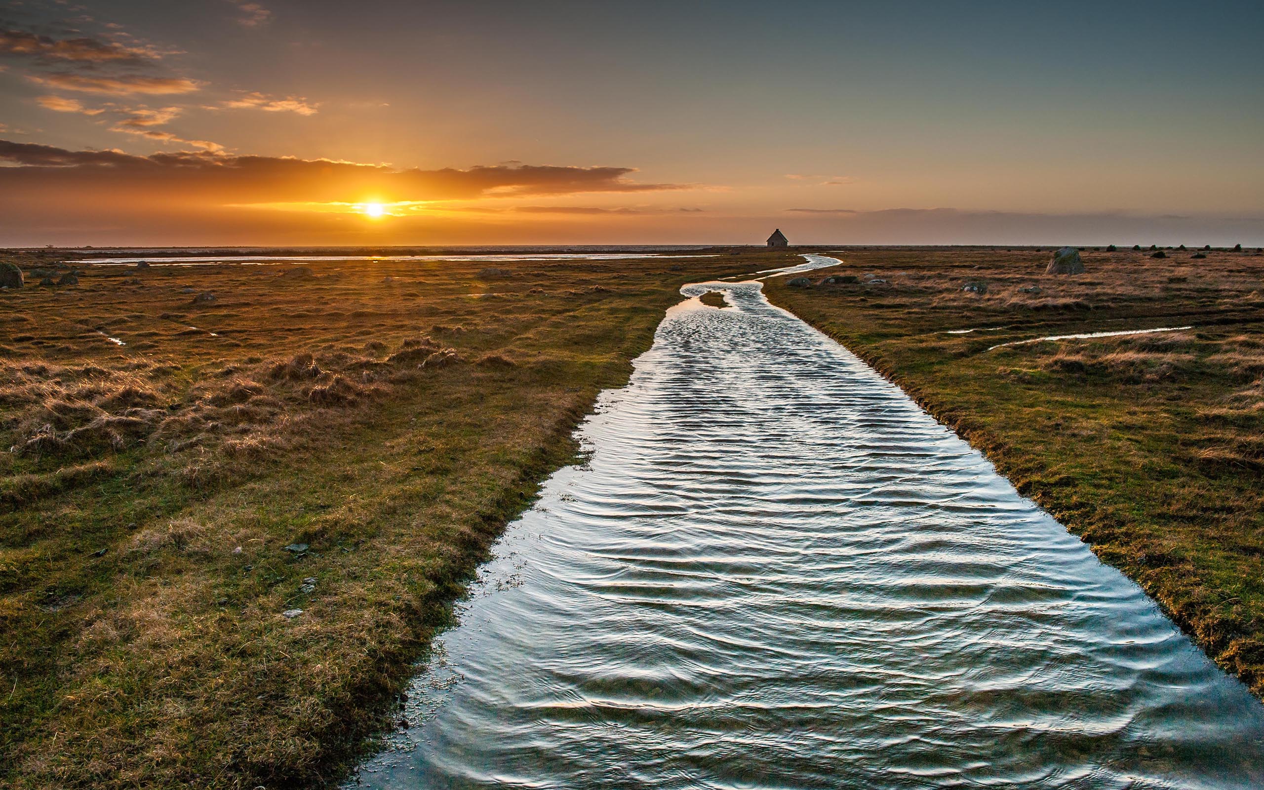 river, Sunset, Sunlight, Landscape Wallpaper