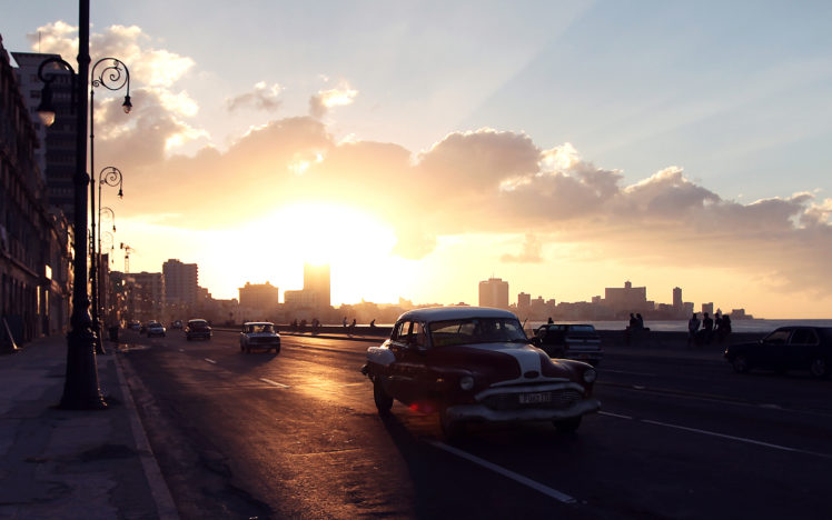 sunlight, Sunset, Street, Classic, Car, Classic HD Wallpaper Desktop Background