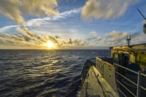 sunset, Battleship, Ocean, Military, Ship, Boat
