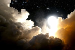 clouds, Sun, Outer, Space, Moon, Illuminated