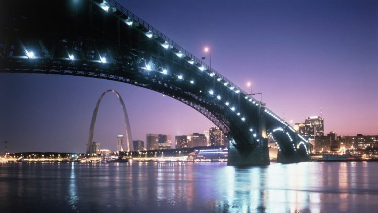cityscapes, Bridges, St, Louis, Dusk, St, , Louis, Arch, Eads, Bridge HD Wallpaper Desktop Background