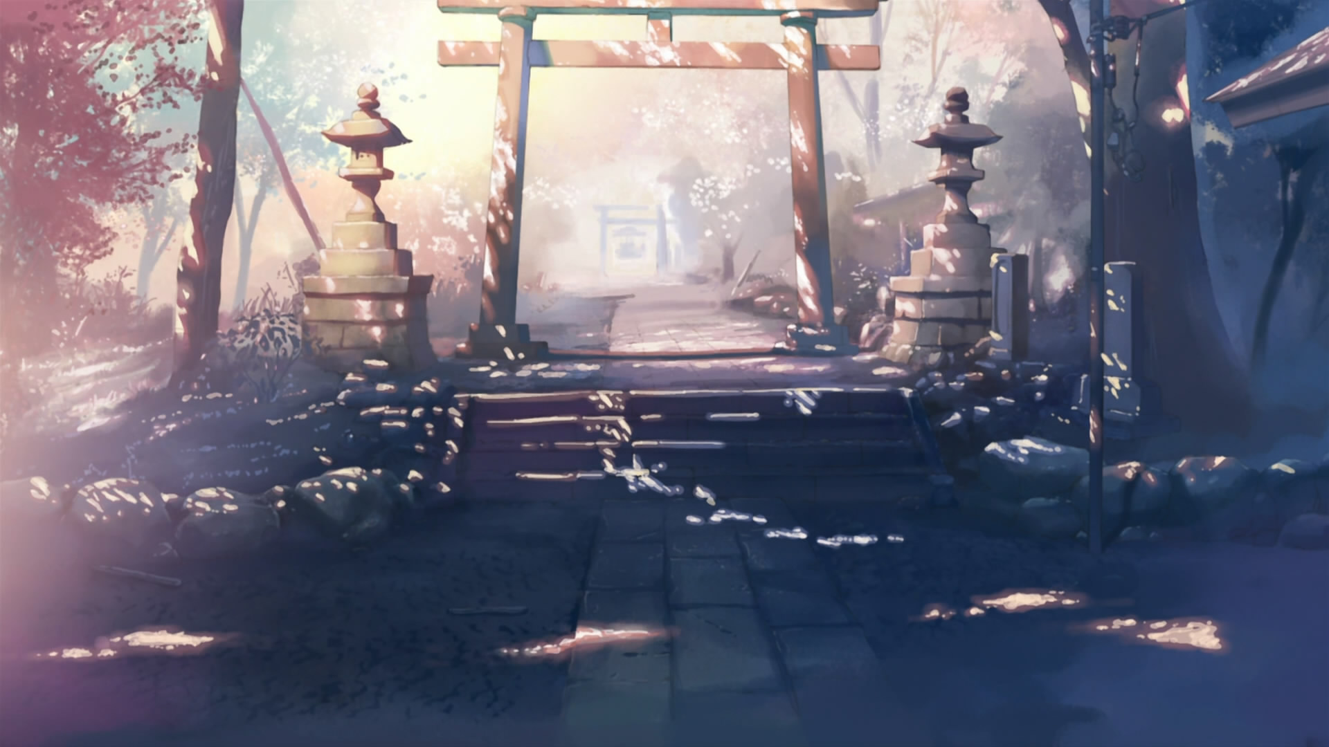 landscapes, Makoto, Shinkai, Gate, 5, Centimeters, Per, Second, Torii Wallpaper