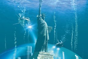 submarine, Statue, Of, Liberty, Underwater