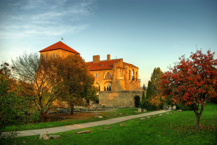 castle, Parks, Hungary, Tata, Grass, Tree HD Wallpaper Desktop Background
