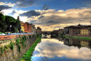 italy, House, Florence, Tuscany, Canal, Clouds