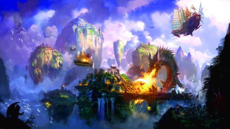 runescape, Fantasy, Dragon, Battle, Fire HD Wallpaper Desktop Background