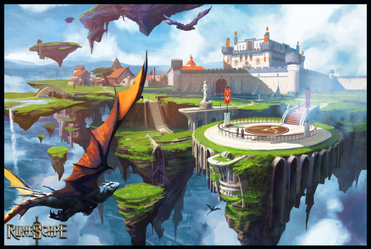 runescape, Fantasy, Adventure, Island, City, Castle, Dragon HD Wallpaper Desktop Background