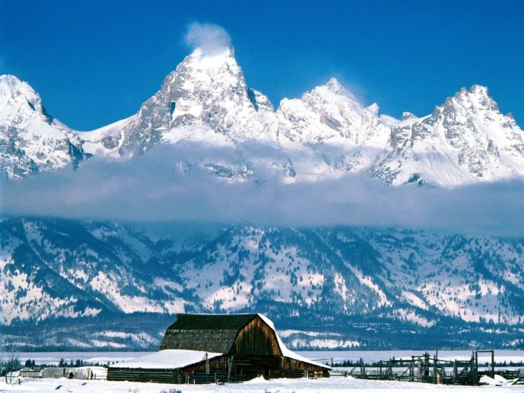 mountains, Clouds, Landscapes, Snow, Cabin HD Wallpaper Desktop Background