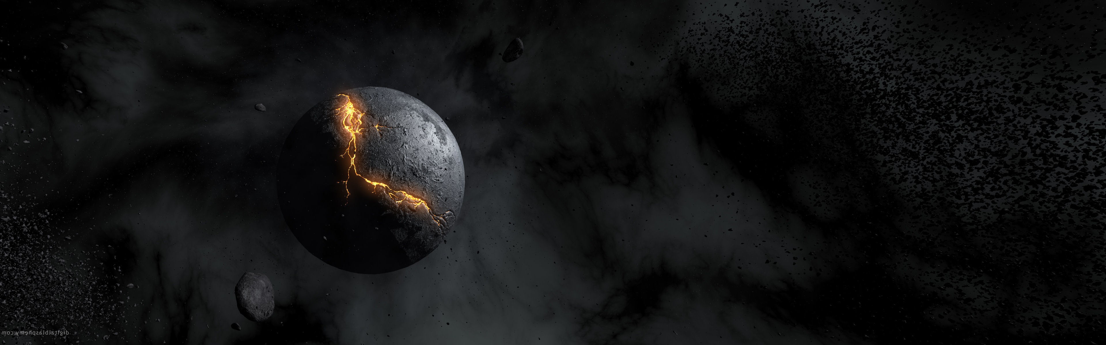 outer, Space, Planets, Destruction, Crack Wallpaper
