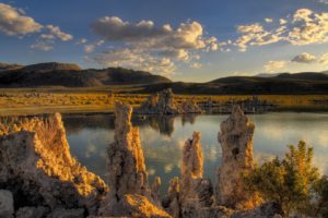 clouds, Landscapes, California, Lakes, Rock, Formations, Mono, Lake