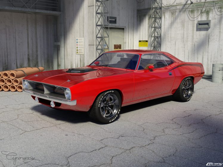 red, Cars, Room, Vectors, Plymouth, Tuning, Barracuda, Red, Cars, Sports, Cars, Hemi HD Wallpaper Desktop Background