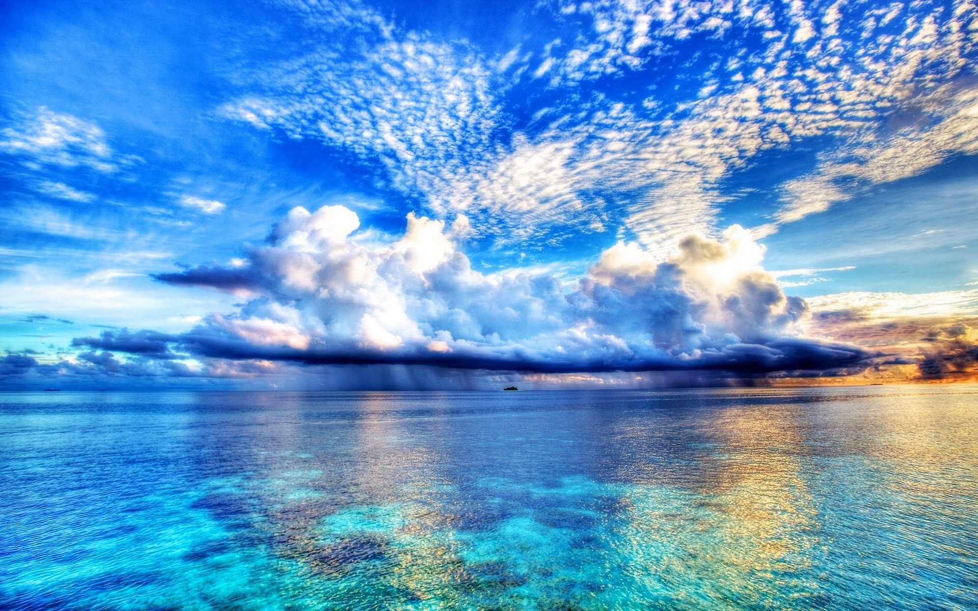 clouds, Landscapes, Blue, Skies, Sea, Natural, Scenery Wallpaper