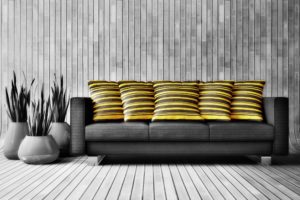 couch, Yellow, Pillows, Selective, Coloring
