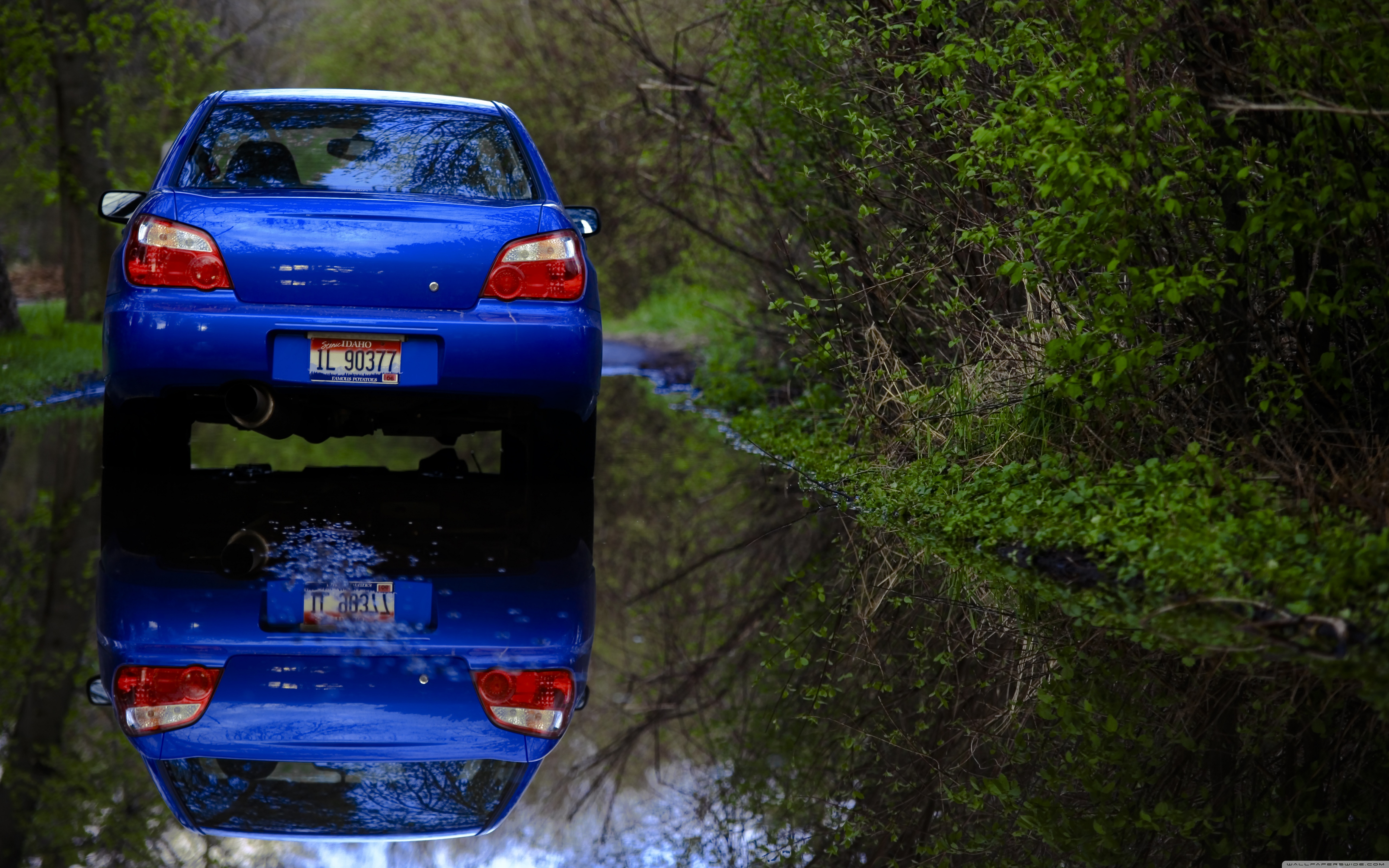 blue, Subaru, Reflection Wallpaper