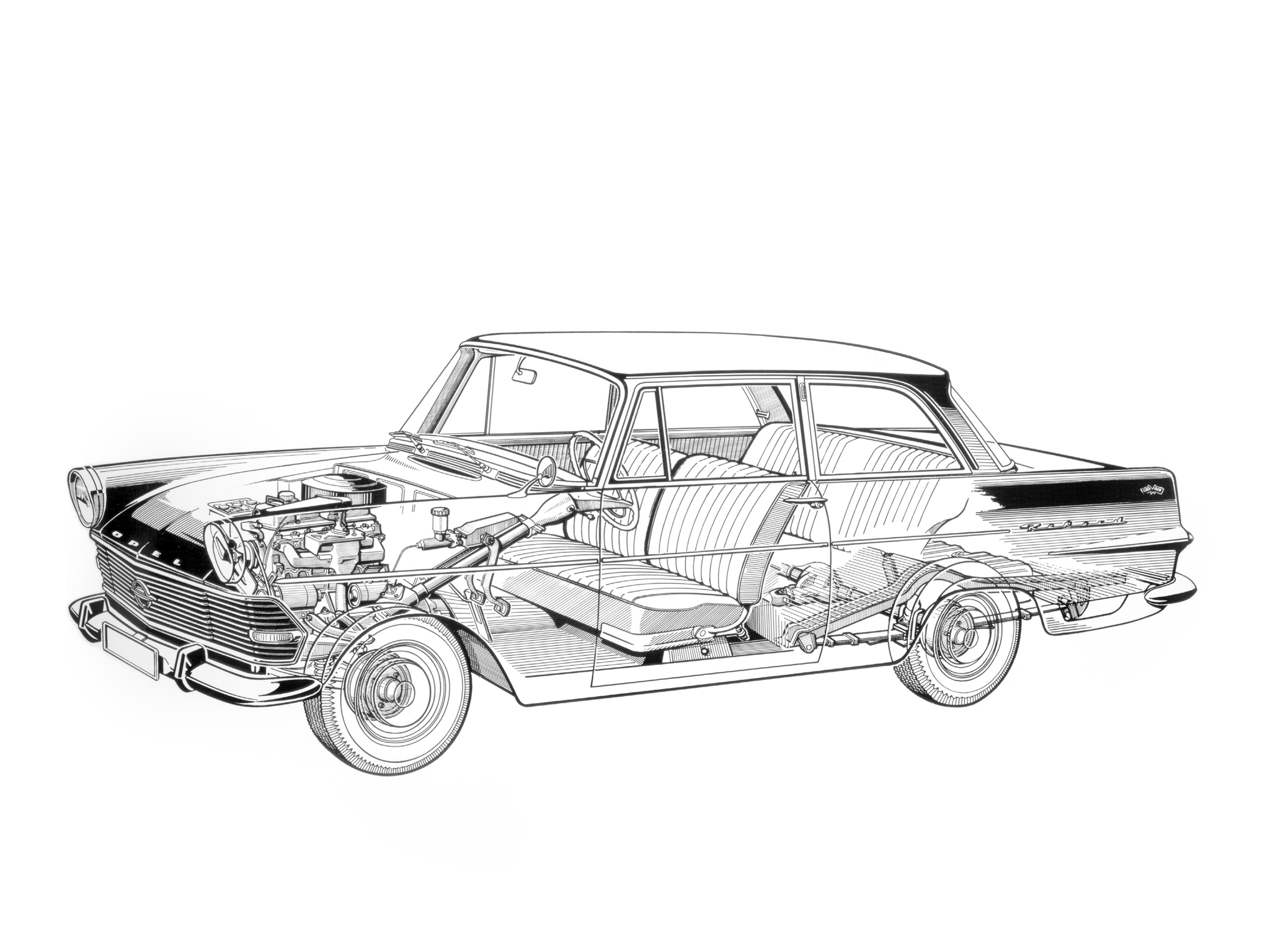 1960 63, Opel, Rekord, 2 door, Sedan,  p 2 , Classic, Interior, Engine Wallpaper